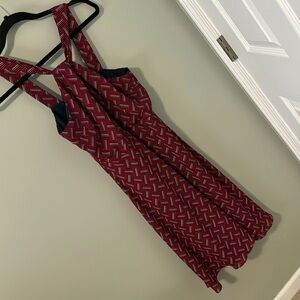 Red, navy and white patterned halter dress, size 4